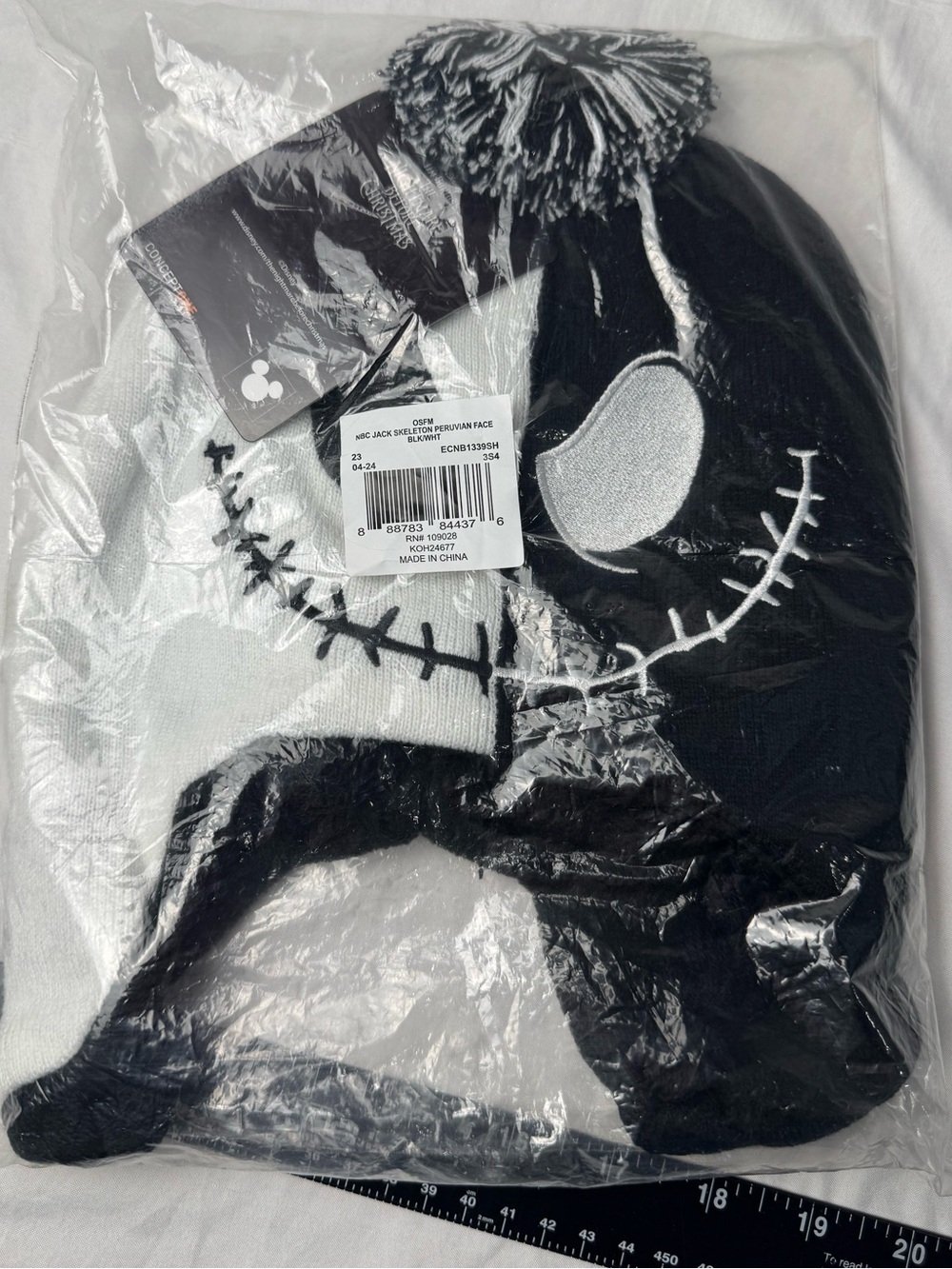 🎃 Disney Nightmare Before Christmas Jack Skellington Peruvian Winter Hat NWT